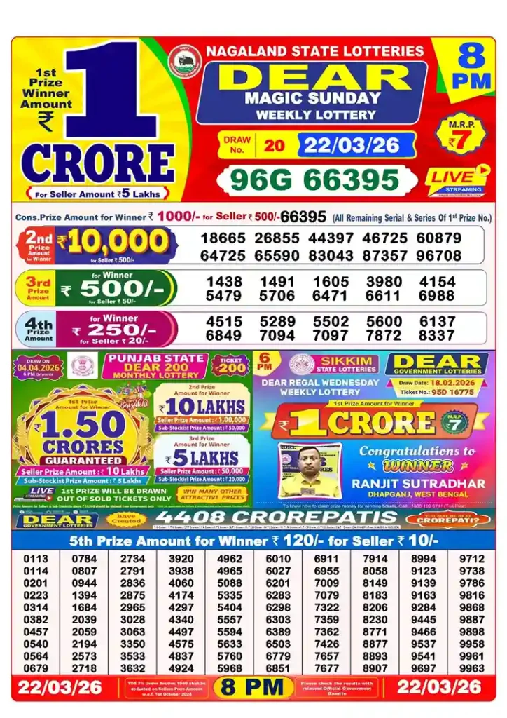 lottery sambad result date 22 march 2026