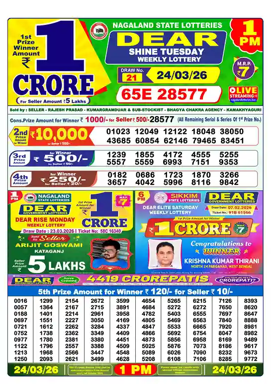 lottery sambad result 24/03/2026 live 1 pm