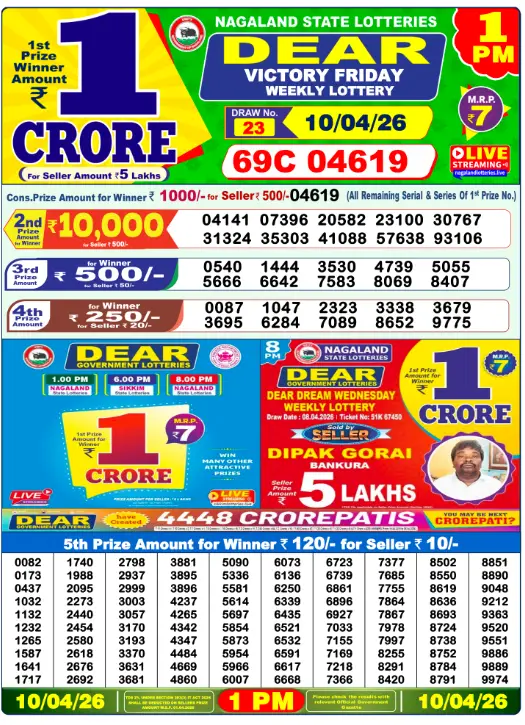 Lottery Sambad Morning Result 10 April 2026 – 1PM Draw​